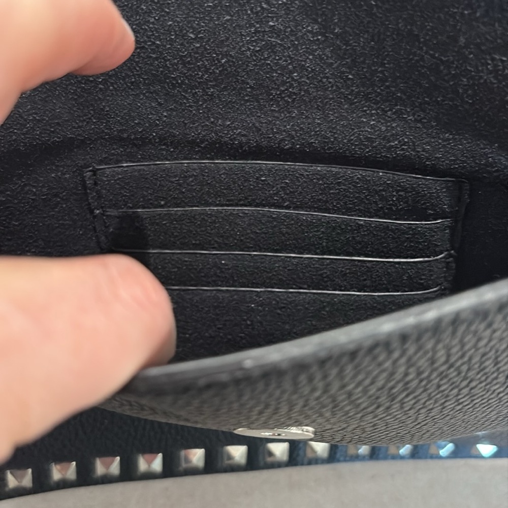 Black Silver Studded Envelope Clutch - Picture 3 of 5